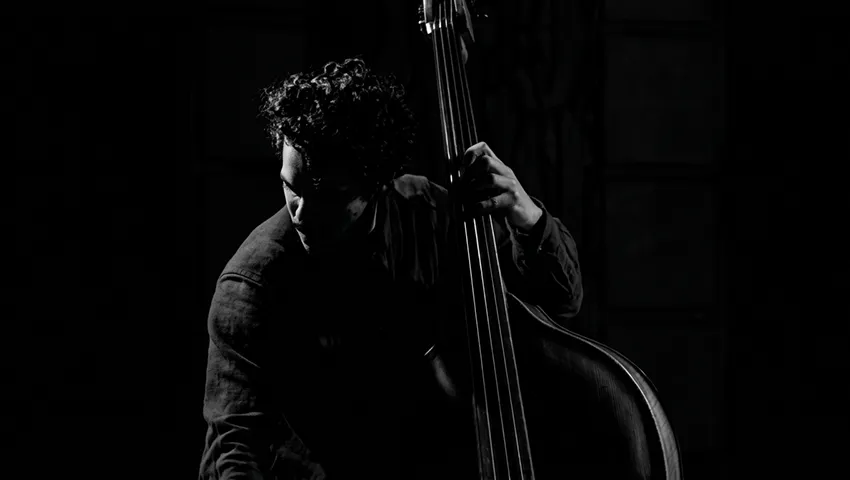 Brandon Lopez, New York-based bassist and free improviser, photographed for Catalytic Sound Q&A interview
