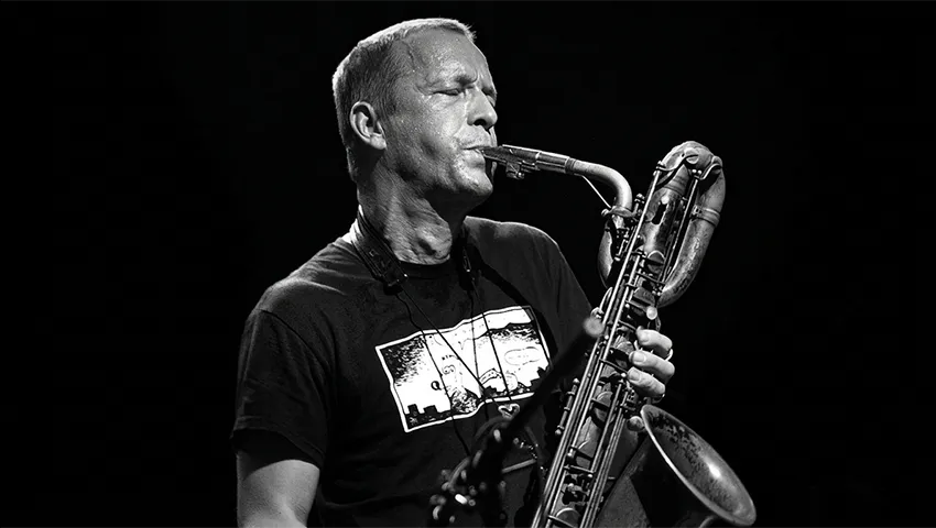 Mats Gustafsson, Swedish saxophonist and co-founder of The Thing, photographed for Catalytic Sound Q&A interview